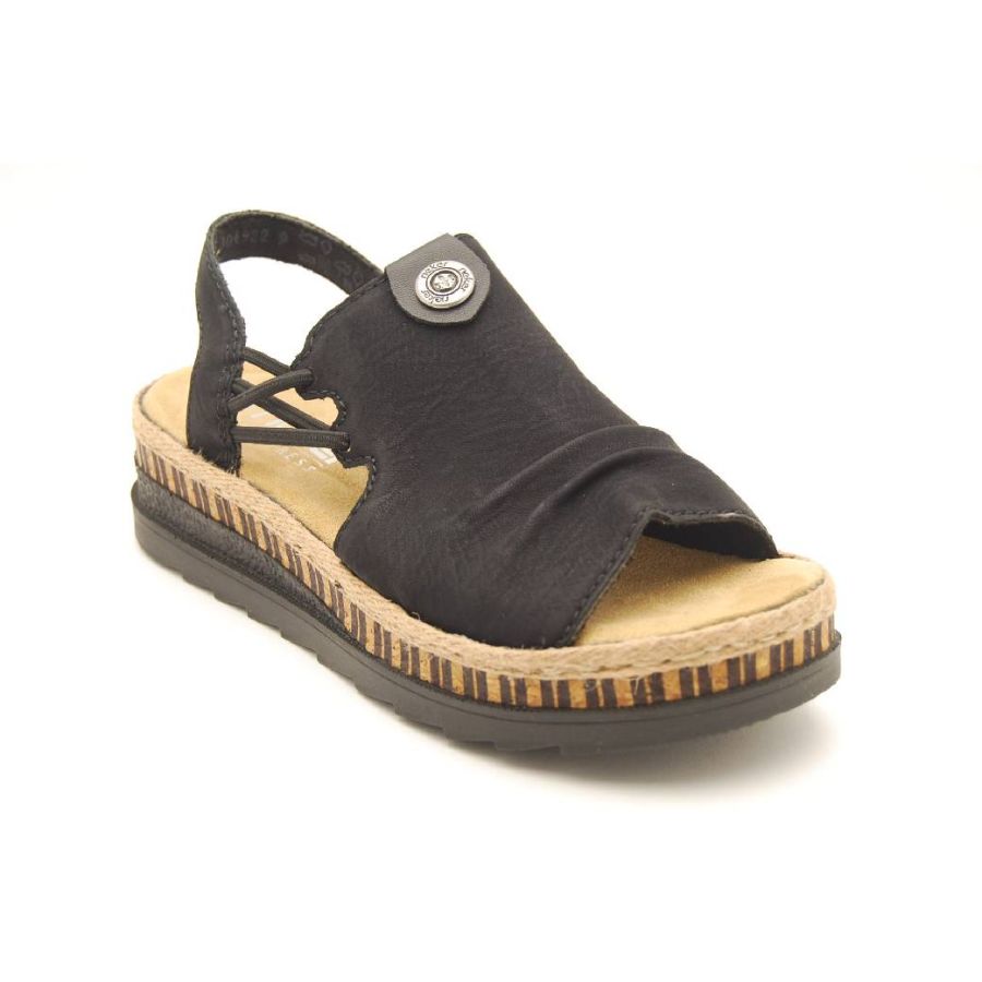 RIEKER svart grov sandal