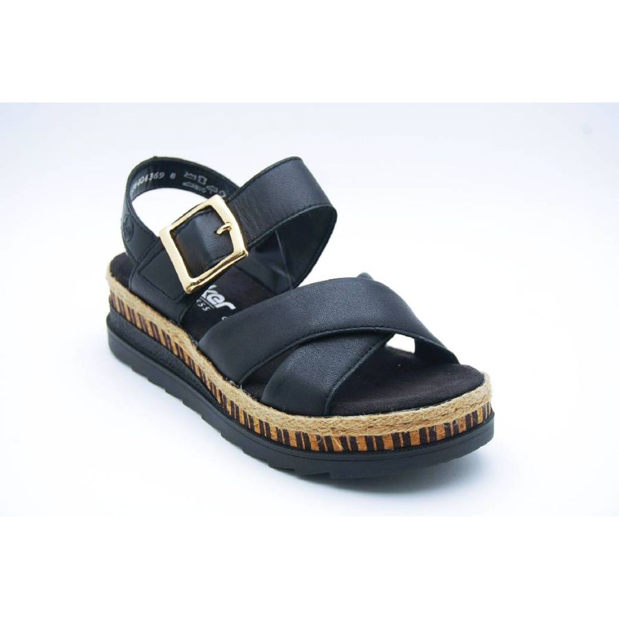 RIEKER svart grov sandal